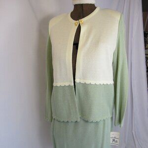 Mita 2-piece skirt suit – sage green and beige 16P